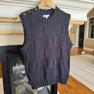 all:row Navy Blue Check Pattern Sweater Vest Size Small